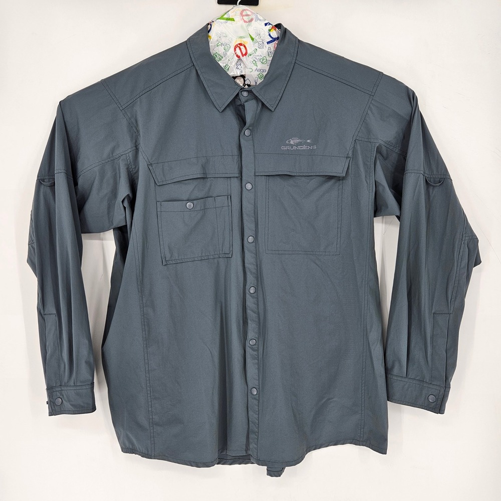Grundens Shirt Mens 2XL Vented Fishing Button Up Gray Long Sleeve Vented